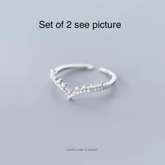 🚨50% off! Delicate Pearl, 5A CZs & Sterling 2 ring guard set! See all pictures - Picture 5 of 16